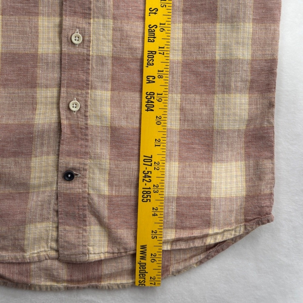 Taylor Stitch Mens Short Sleeve Jack Button Down Sz 36 Red Cream Check Plaid ORG - Picture 5 of 8